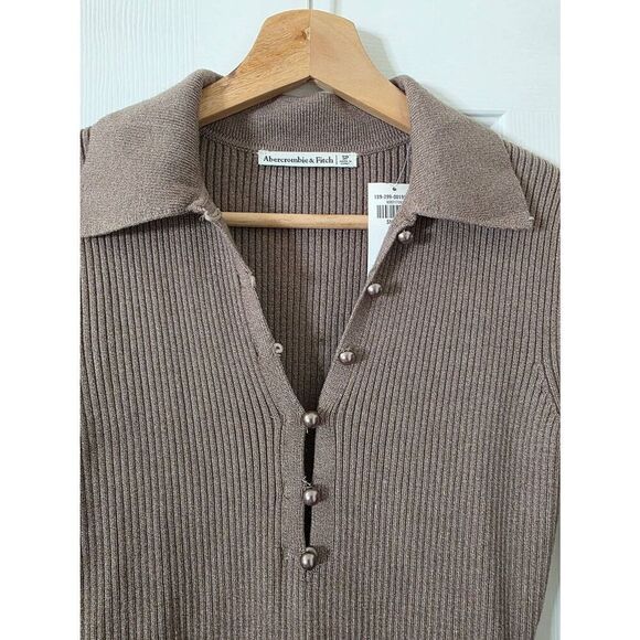 Abercrombie & Fitch Collared Sweater dress, Brown Small P NWT - Picture 8 of 12